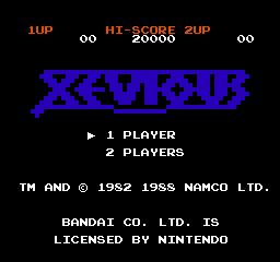 Xevious (Europe) Title Screen